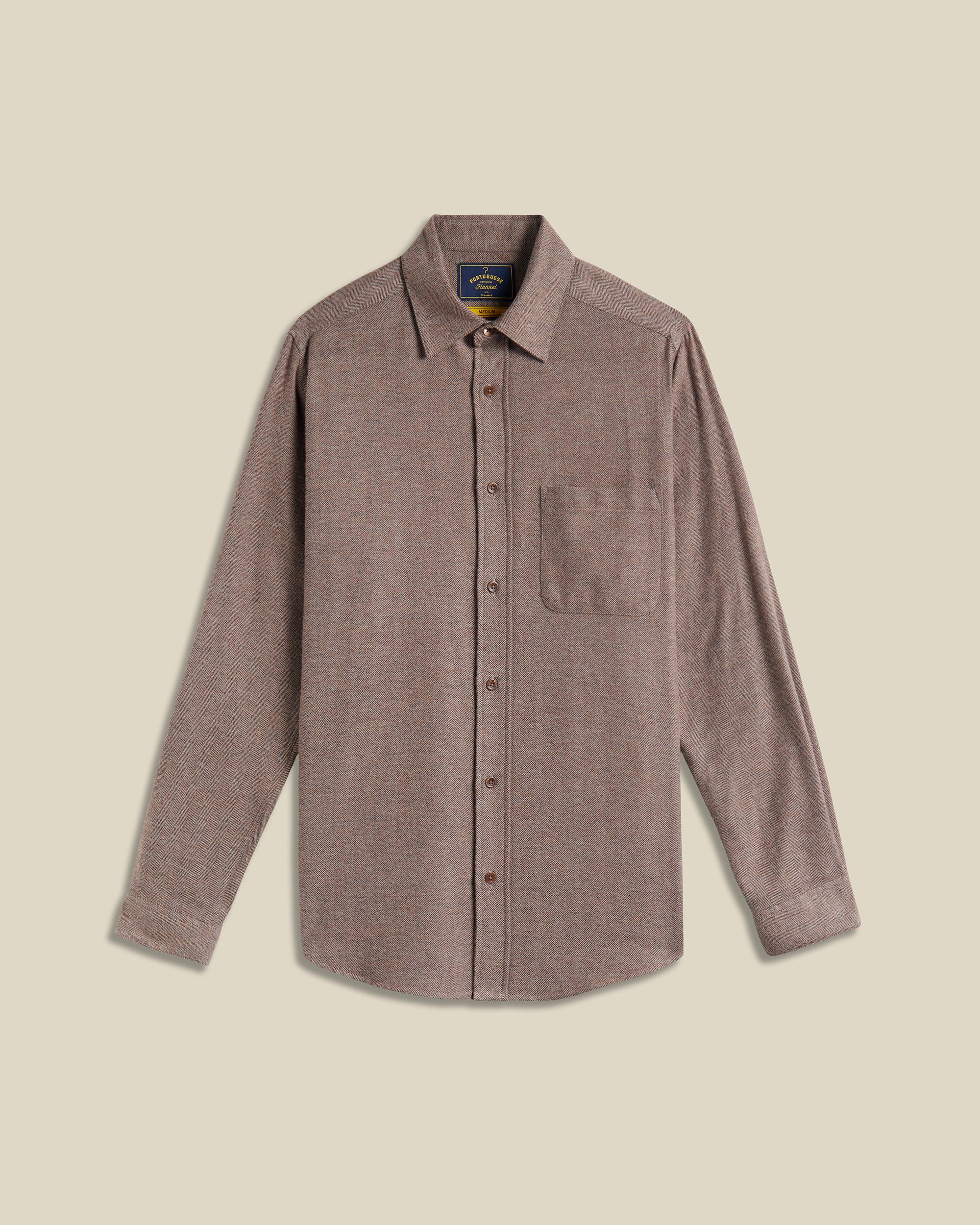 Portuguese Flannel Espiga Brown Herren Hemd Baumwolle beige